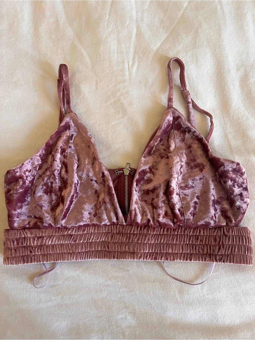 Velvet Bralette in Mauve Pink